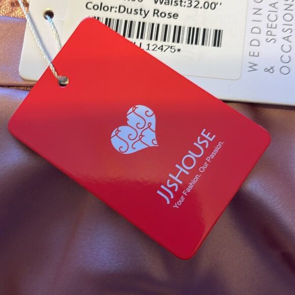 JJs House A-Line Asymmetrical Lace Satin Special Occasion Dress Pink J16 NWT - Picture 7 of 7